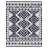 Outsunny Reversible Outdoor Rug, Waterproof Plastic Straw with Carry Bag, 8' x 10', Blue & White Rhombus Border
