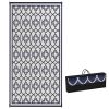Outsunny Reversible Outdoor Rug, Waterproof Plastic Straw with Carry Bag, 9' x 18', Blue & White Lantern