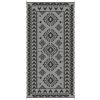 Outsunny Reversible Outdoor Rug, Waterproof Plastic Straw with Carry Bag, 9' x 18', Black & Gray Rhombus Patchwork