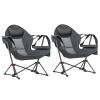 Outsunny Hammock Camping Chair Set of 2, Adjustable Back Folding Swinging Hammock Chair with Cup Holder and Padded Seat, Gray