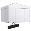 Outsunny 10x10 Pop Up Canopy Tent with Mesh Windows Reflective Top for Sun Protection Instant Shelter Adjustable Heights for Events White