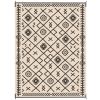 Outsunny Reversible Outdoor Rug, Waterproof Plastic Straw with Carry Bag, 9' x 12', Black & Beige Rhombus
