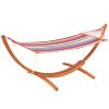 Outsunny Alfresco Relaxation Haven: 10' Rainbow Wood Hammock Stand for Patio Bliss
