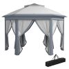 Outsunny 13' x 13' Pop Up Gazebo Hexagonal Canopy Shelter with 6 Zippered Mesh Netting for Patio Backyard Garden Wedding Party