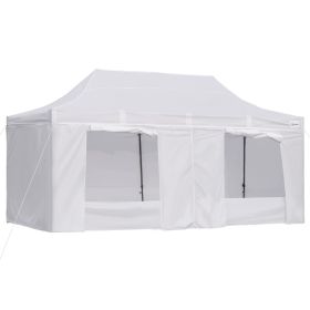 Outsunny 10x20 Pop Up Canopy, White Versatile Canopy, Sidewalls for Events & Privacy