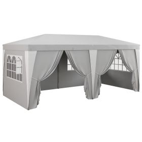Outsunny Large Open-Air 20x10 Canopy with Mesh Siding Adjustable Height Instant Setup in Gray for Outdoor Parties and Gatherings