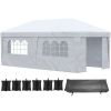 Outsunny 10x20 Pop Up Canopy, Sidewalls, Double Doors, Wheeled Bag, White