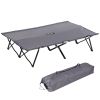 Outsunny 2 Person Folding Camping Cot for Adults, 50" Extra Wide Outdoor Portable Sleeping Cot with Carry Bag, Beach Hiking