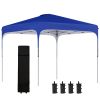 Outsunny Portable Gazebo Tent: 10x10 ft Blue Pop-Up with Carry Bag, Wheels & Adjustable Height