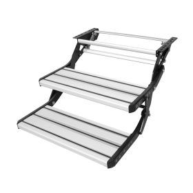 VEVOR RV Steps, 2-Step, Manual Retractable RV Stairs, Foldable, 440 LBS Load Capacity, Aluminum Alloy Steps, Thickened Steel Plate