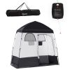 Outsunny Shower Tent w/ Two Rooms, Shower Bag, Floor and Carrying Bag, Portable Privacy Shelter, Instant Changing Room for 2 Person, Black
