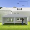Outsunny 10' x 20' Pop Up Canopy Tent with 4 Sidewalls, Instant Gazebo with Carry Bag for Garden, Patio, White