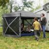 Outsunny 12' x 12' Hexagonal Pop Up Gazebo Canopy Tent with 5 Sidewalls, Outdoor Canopy Shelter with Carry Bag, Dark Gray