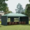 Outsunny 10'x20' Pop Up Gazebo with 4 Removable Sidewalls, Wedding & Event Canopy with Carry Bag, Green