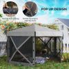 Outsunny 12' x 12' Hexagonal Pop Up Gazebo Canopy Tent with 5 Sidewalls, Outdoor Canopy Shelter with Carry Bag, Dark Gray