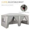 Outsunny Large Open-Air 20x10 Canopy with Mesh Siding Adjustable Height Instant Setup in Gray for Outdoor Parties and Gatherings