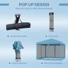 Outdoor 10 x 10 Patio Gazebo Pop-Up Canopy with Sidewalls Instant Setup 4 Mesh Walls for Party Light Blue