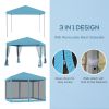 Outdoor 10 x 10 Patio Gazebo Pop-Up Canopy with Sidewalls Instant Setup 4 Mesh Walls for Party Light Blue