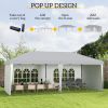 Outsunny 10' x 20' Pop Up Canopy Tent with 4 Sidewalls, Instant Gazebo with Carry Bag for Garden, Patio, White