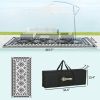 Outsunny Reversible Outdoor Rug, Waterproof Plastic Straw with Carry Bag, 9' x 18', Black & White Rhombus Patchwork