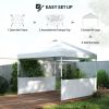 Outsunny 10' x 10' Pop Up Canopy Tent with 2 Half Sidewalls, UV50+ Instant Sun Shelter with Wheeled Carry Bag, White