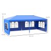 Outsunny Large 10' x 20' Gazebo Canopy Party Tent with 4 Removable Window Side Walls, Wedding, Picnic Outdoor Events, Blue