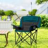 Outsunny Padded Camping Chair for Adults, Portable Folding Camping Chair with Side Pockets, Cup Holders, Carry Bag, Black