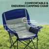 Outsunny Padded Camping Chair for Adults, Portable Folding Camping Chair with Side Pockets, Cup Holders, Carry Bag, Light Gray