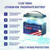 12V 100Ah LiFePO4 Battery, Lithium Battery Built-in 100A BMS 1280Wh, Deep Cycle Battery Up to 12000 Cycle Times, Iron Phosphate Battery for RV, Solar