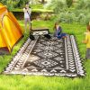 Outsunny Reversible Outdoor Rug, Waterproof Plastic Straw with Carry Bag, 9' x 18', Black & White Rhombus Patchwork