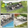 Outsunny Reversible Outdoor Rug, Waterproof Plastic Straw with Carry Bag, 9' x 18', Black & Gray Rhombus Patchwork
