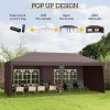 Outsunny 10' x 20' Pop Up Outdoor Party Tent with 4 Removable Sidewalls, Wedding & Event Canopy with Carry Bag for Patio, Backyard, Coffee