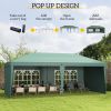 Outsunny 10'x20' Pop Up Gazebo with 4 Removable Sidewalls, Wedding & Event Canopy with Carry Bag, Green