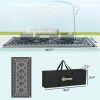Outsunny Reversible Outdoor Rug, Waterproof Plastic Straw with Carry Bag, 9' x 18', Black & Gray Rhombus Patchwork