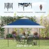Outsunny 13' x 13' Pop Up Canopy Tent, UV50+ Tents for Parties, Height Adjustable, with Wheeled Carry Bag and 4 Sand Bags, Navy