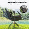 Outsunny Hammock Camping Chair Set of 2, Adjustable Back Folding Swinging Hammock Chair with Cup Holder and Padded Seat, Gray