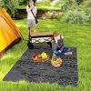 Outsunny Reversible Outdoor Rug, Waterproof Plastic Straw with Carry Bag, 6' x 9', Black & Gray Geometric Wall