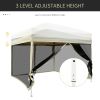 Outsunny 10x10 Pop Up Canopy Tent, Mesh Sidewalls, Adjustable Height, Carry Bag Included - Garden Patio Shade, Easy Setup