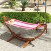 Outsunny Alfresco Relaxation Haven: 10' Rainbow Wood Hammock Stand for Patio Bliss