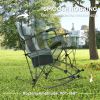 Outsunny Folding Rocking Camping Chairs, Portable Chairs with Headrest, Cooler Bag, Cup Holder, Carry Bag, 2 Pack, Gray