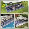 Outsunny Reversible Outdoor Rug, Waterproof Plastic Straw with Carry Bag, 9' x 18', Blue & White Rhombus Patchwork