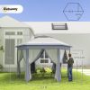 Outsunny 13' x 13' Pop Up Gazebo Hexagonal Canopy Shelter with 6 Zippered Mesh Netting for Patio Backyard Garden Wedding Party