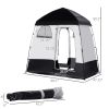 Outsunny Shower Tent w/ Two Rooms, Shower Bag, Floor and Carrying Bag, Portable Privacy Shelter, Instant Changing Room for 2 Person, Black