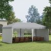 Outsunny 10' x 20' Pop Up Canopy Tent with 4 Sidewalls, Instant Gazebo with Carry Bag for Garden, Patio, White