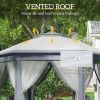 Outsunny 13' x 13' Pop Up Gazebo Hexagonal Canopy Shelter with 6 Zippered Mesh Netting for Patio Backyard Garden Wedding Party