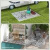Outsunny Portable Patio Mat Reversible Black & White Chain Design Outdoor Rug 8x10 with Carry Bag for RV Camping