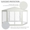Outsunny 13' x 11' Sun Shelter, Hexagon with Mesh Screen Walls, Cream White for Outdoor Parties