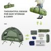 Outsunny Folding Camping Cot for Adults All-in-One Elevated Tent with Sleeping Bag Thick Air Mattress Portable Single Bed