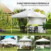 Outsunny 10' x 10' Pop Up Canopy Tent with 2 Half Sidewalls, UV50+ Instant Sun Shelter with Wheeled Carry Bag, White