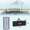 Outsunny Reversible Outdoor Rug, Waterproof Plastic Straw with Carry Bag, 9' x 18', Blue & White Rhombus Patchwork